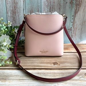 Kate Spade Darcy Small Bucket Bag Crossbody Purse Pink Burgundy NWT